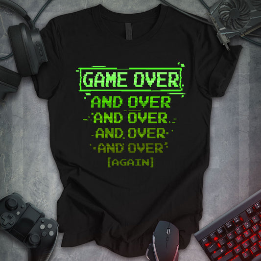 Game Over And Over T-Shirt – Retro Glitch Gaming Design