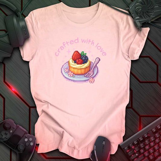 Crafted With Love - Pixel Art Mini Fruit Tart | Cozy Gaming T-Shirt