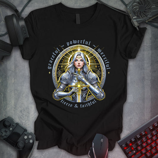 Fantasy Paladin Tee - Fierce and Faithful Design