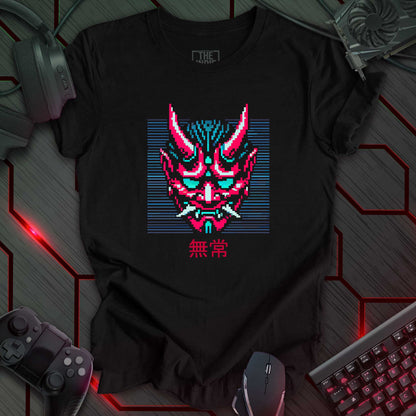 Mujō – Pixel Art Oni Mask | Retro Gaming T-Shirt | Gamer Apparel