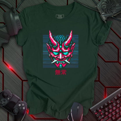 Mujō – Pixel Art Oni Mask | Retro Gaming T-Shirt | Gamer Apparel