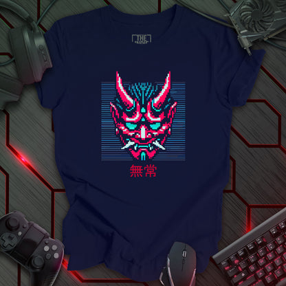 Mujō – Pixel Art Oni Mask | Retro Gaming T-Shirt | Gamer Apparel