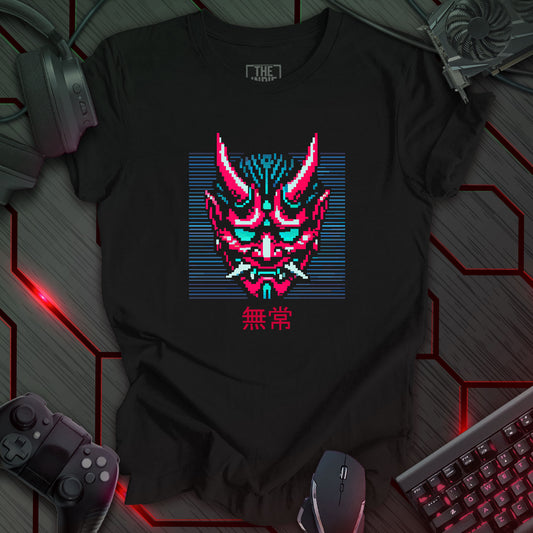 Mujō – Pixel Art Oni Mask | Retro Gaming T-Shirt | Gamer Apparel