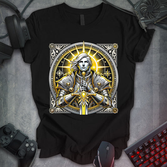 Radiant Golden Paladin: Medieval Fantasy Tee